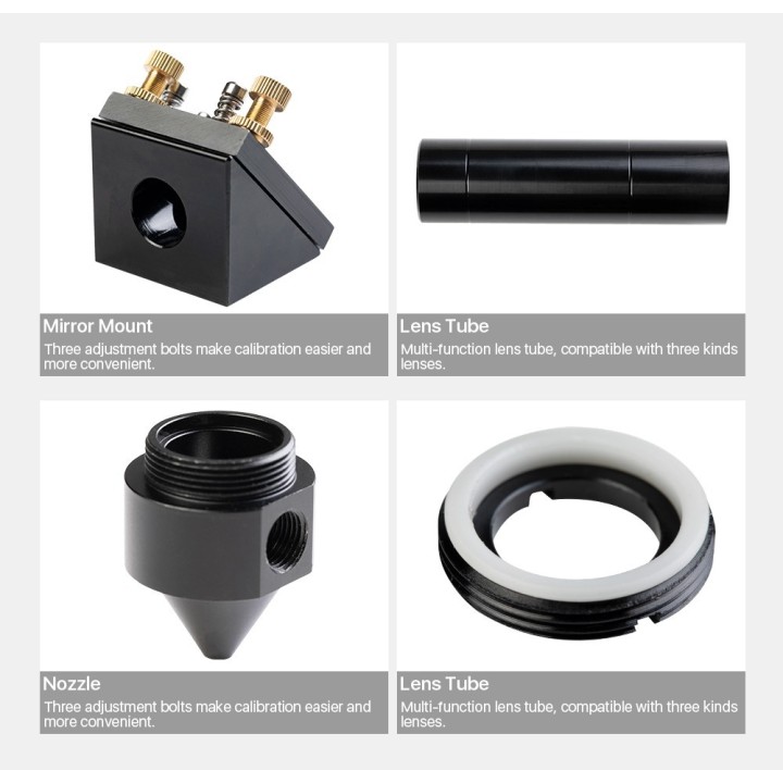 Cabeza Corte Laser Completa CO2 Lente D18mm FL38.1 D20mm FL50.8 & 63.5 & 101.6 mm Espejo 25mm