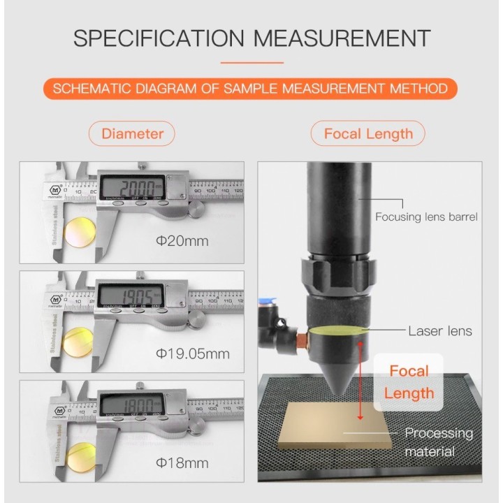 Lente LASER C02 - 20 mm diámetro x 101.6 mm ENFOQUE